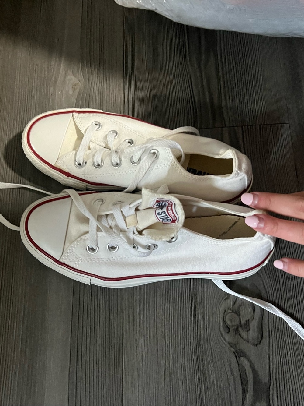 Converse womens white Low-Top Sneakers with Red Trim